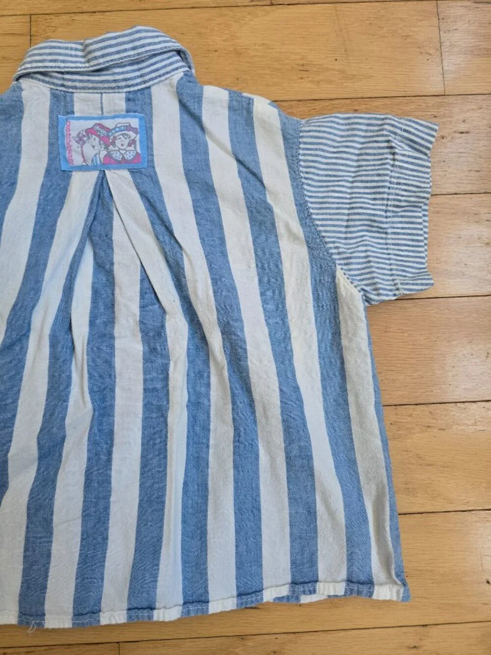 Vintage 80s | OshKosh B'Gosh Blue Stripe Short Sleeve Button Up Shirt Toddler